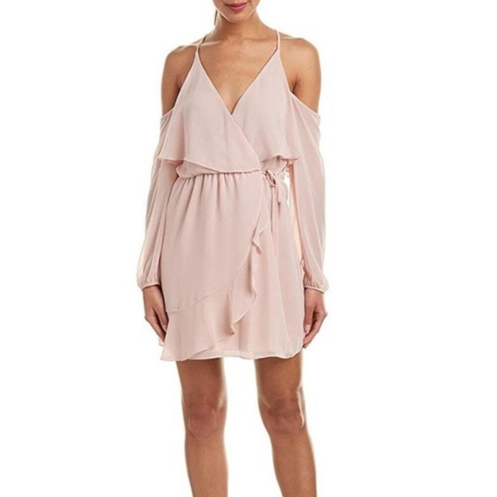 BCBGeneration Blush Pink Cold Shoulder Wrap Dress Women’s Medium